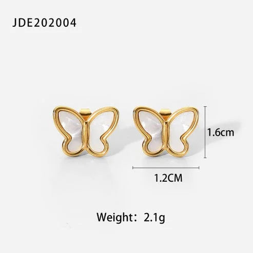 White x Gold Butterfly Earrings