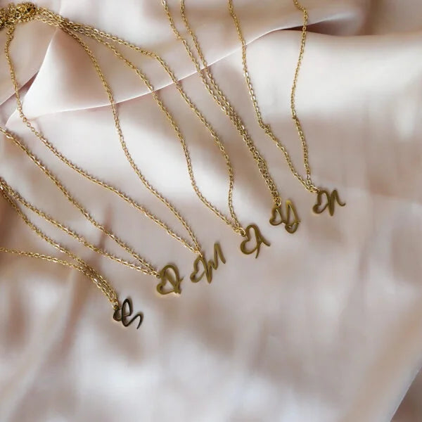 Letters Initial Heart Pendant Necklace