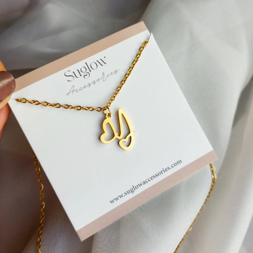 Letters Initial Heart Pendant Necklace