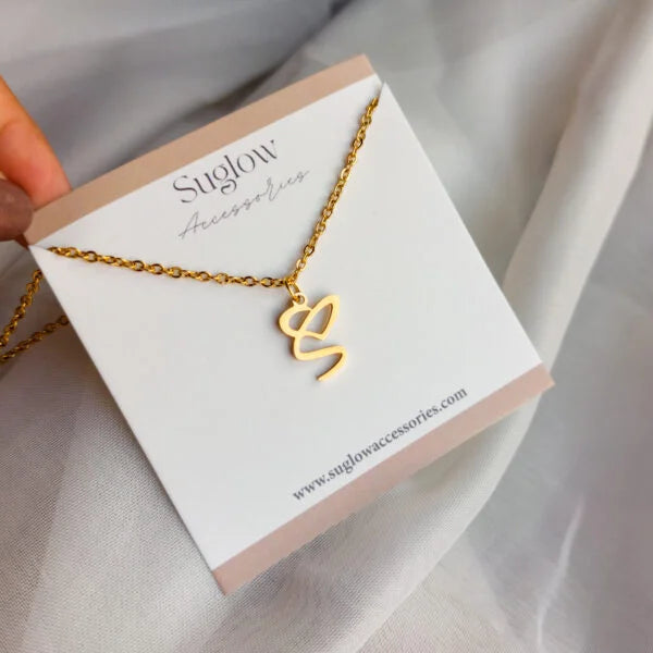 Letters Initial Heart Pendant Necklace