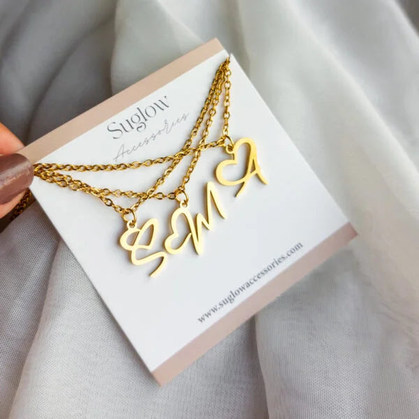 Letters Initial Heart Pendant Necklace