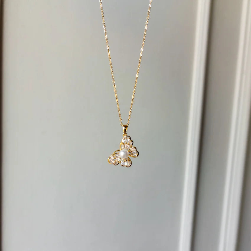 Butterfly Pearl Necklace