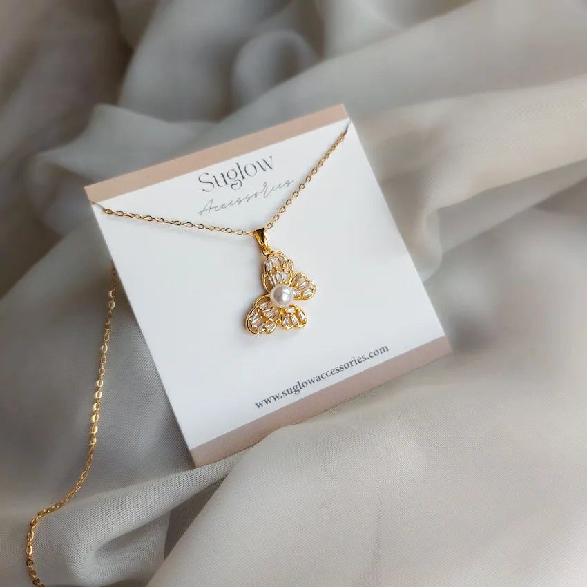 Butterfly Pearl Necklace