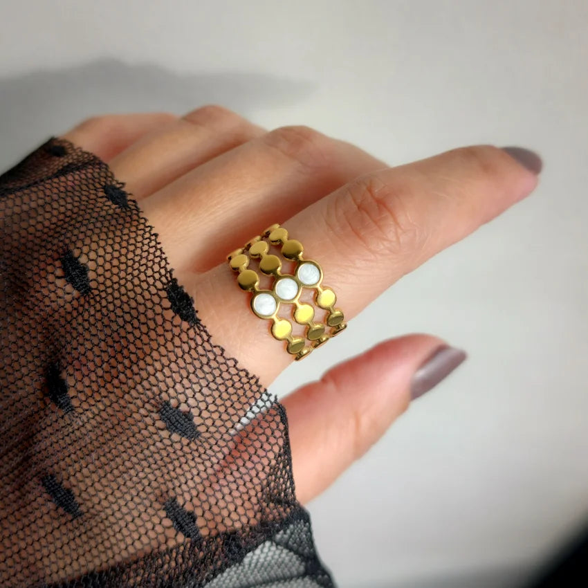 Layered White x Gold Ring