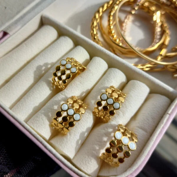Layered White x Gold Ring