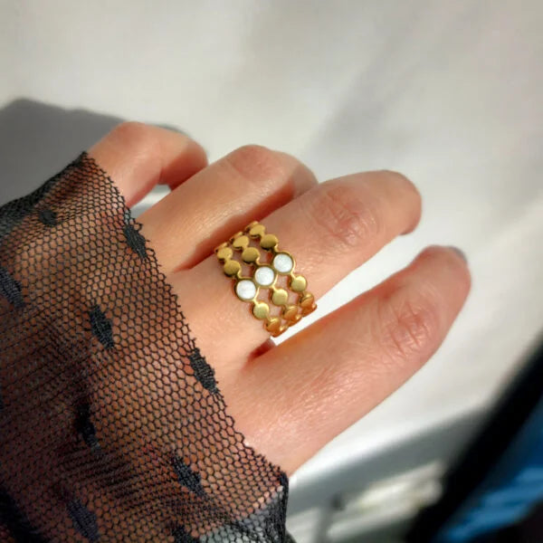 Layered White x Gold Ring