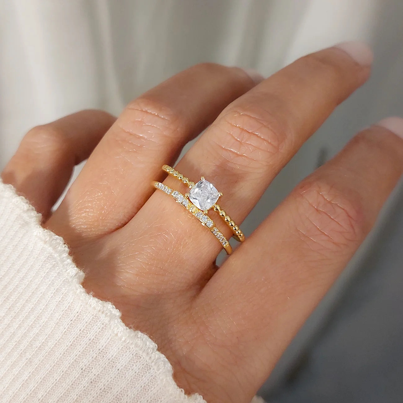 Stone Double Layered Ring