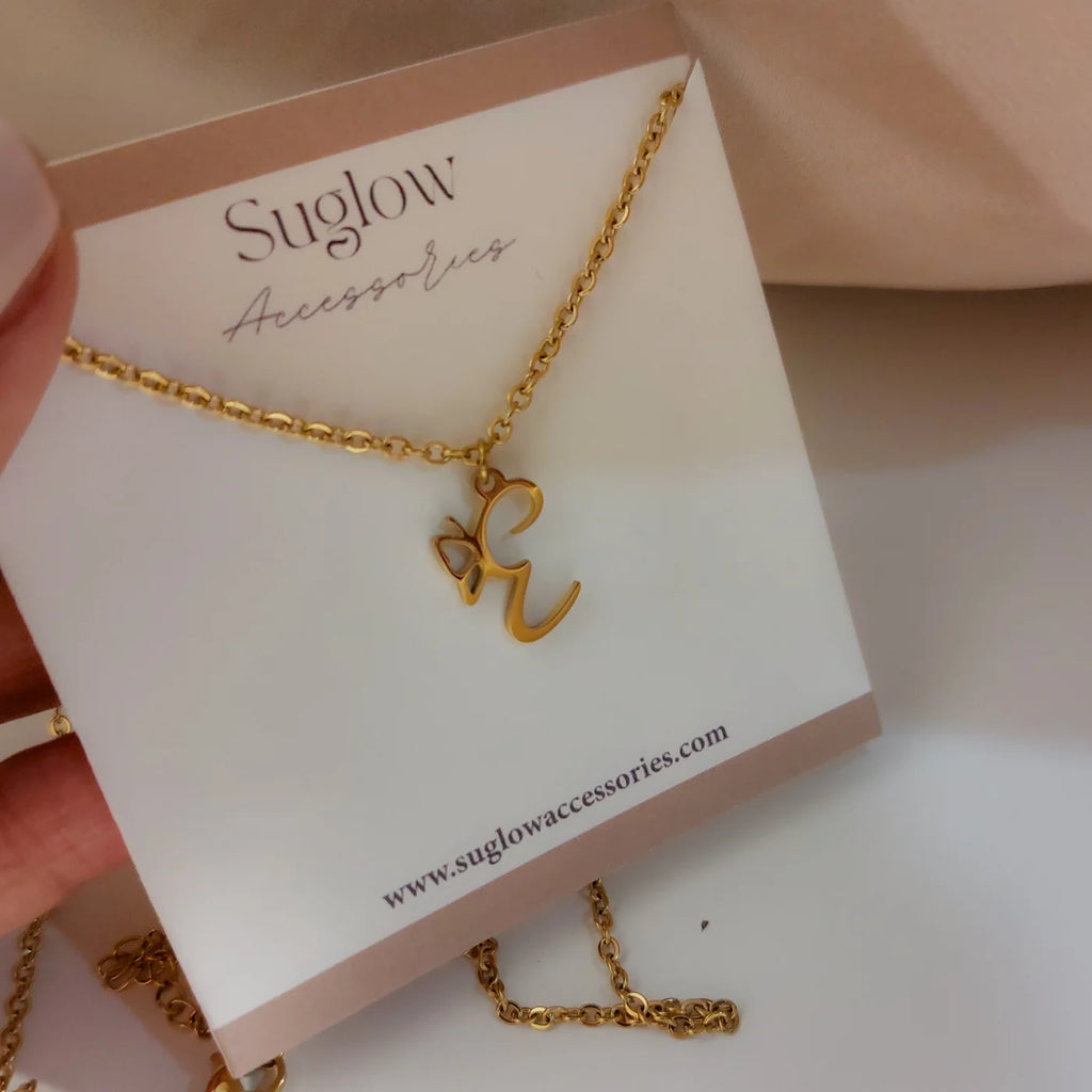 Initial Letter Butterfly Necklace