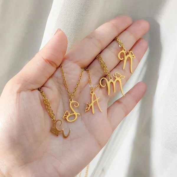 Initial Letter Butterfly Necklace