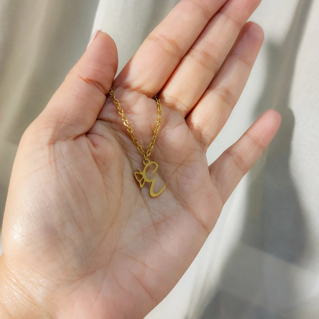 Initial Letter Butterfly Necklace