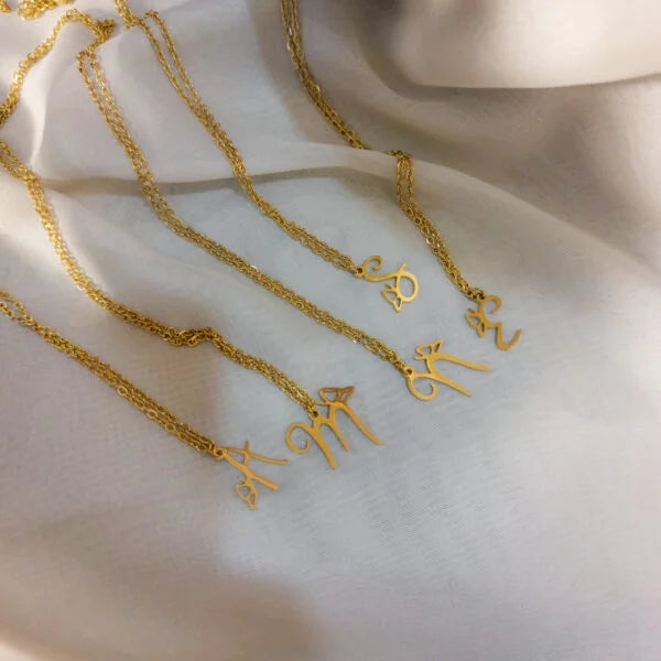 Initial Letter Butterfly Necklace