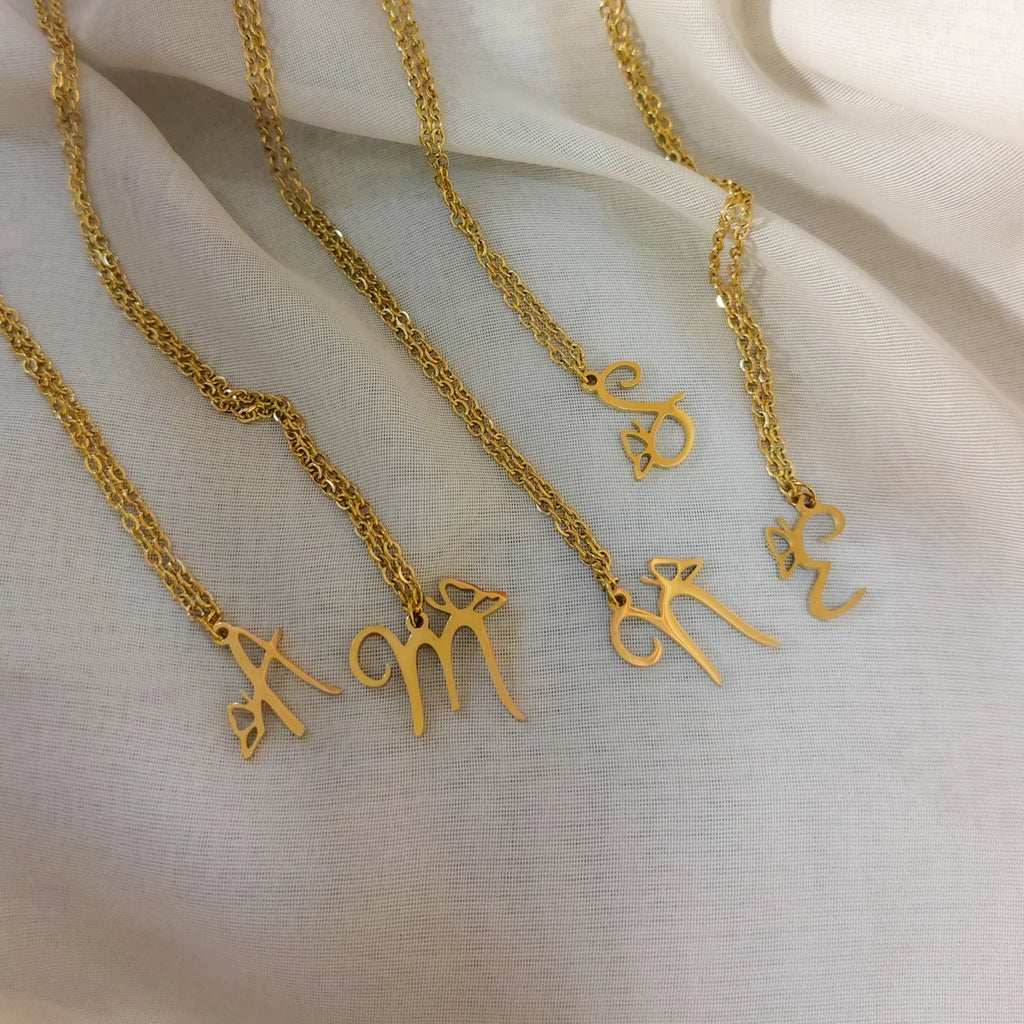 Initial Letter Butterfly Necklace