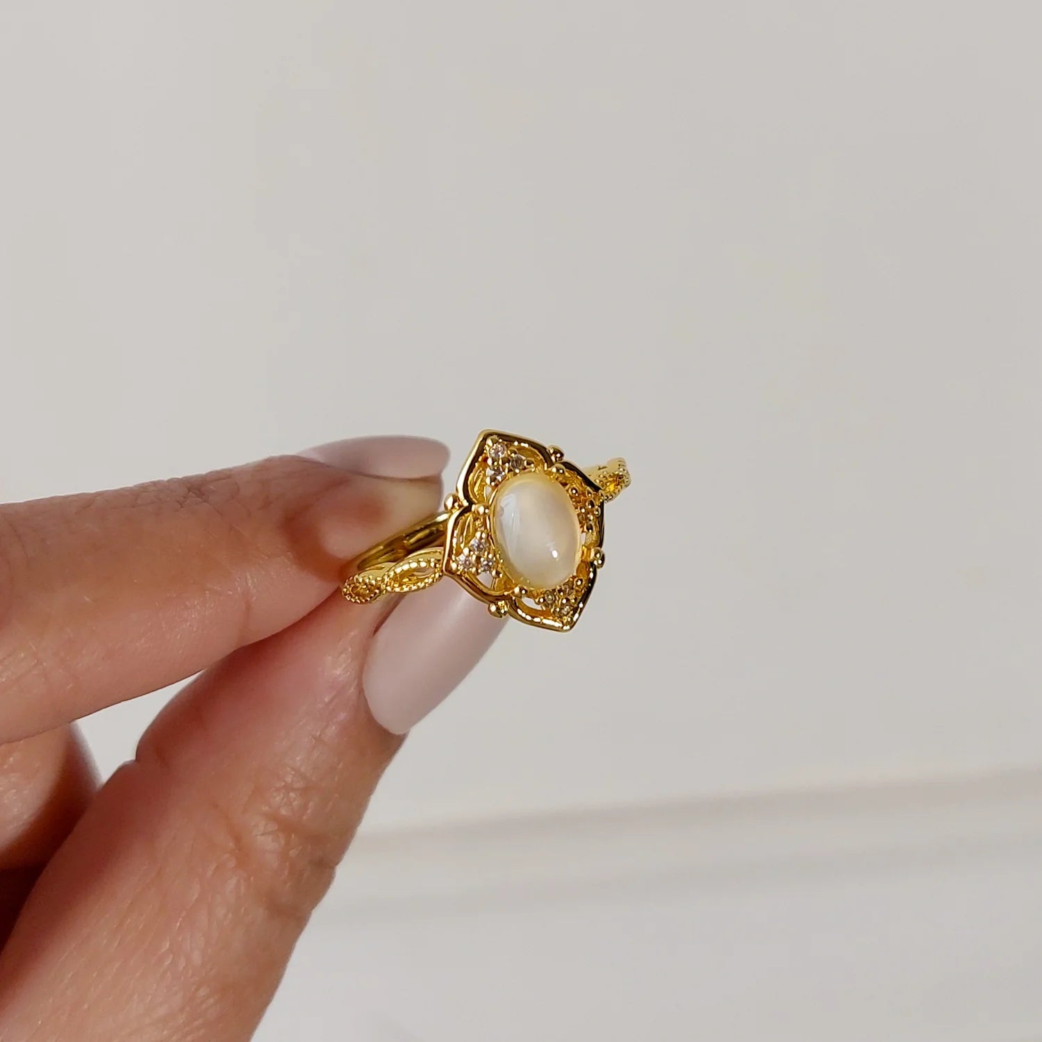 Moonstone Adjustable Ring