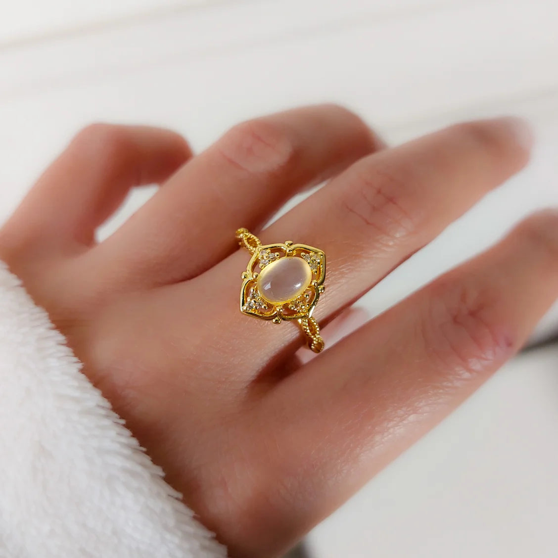 Moonstone Adjustable Ring