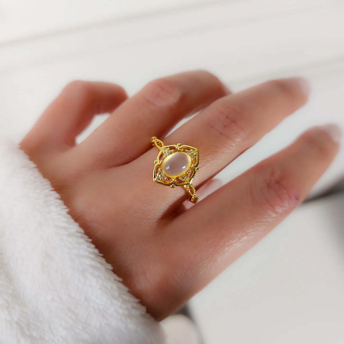 Moonstone Adjustable Ring