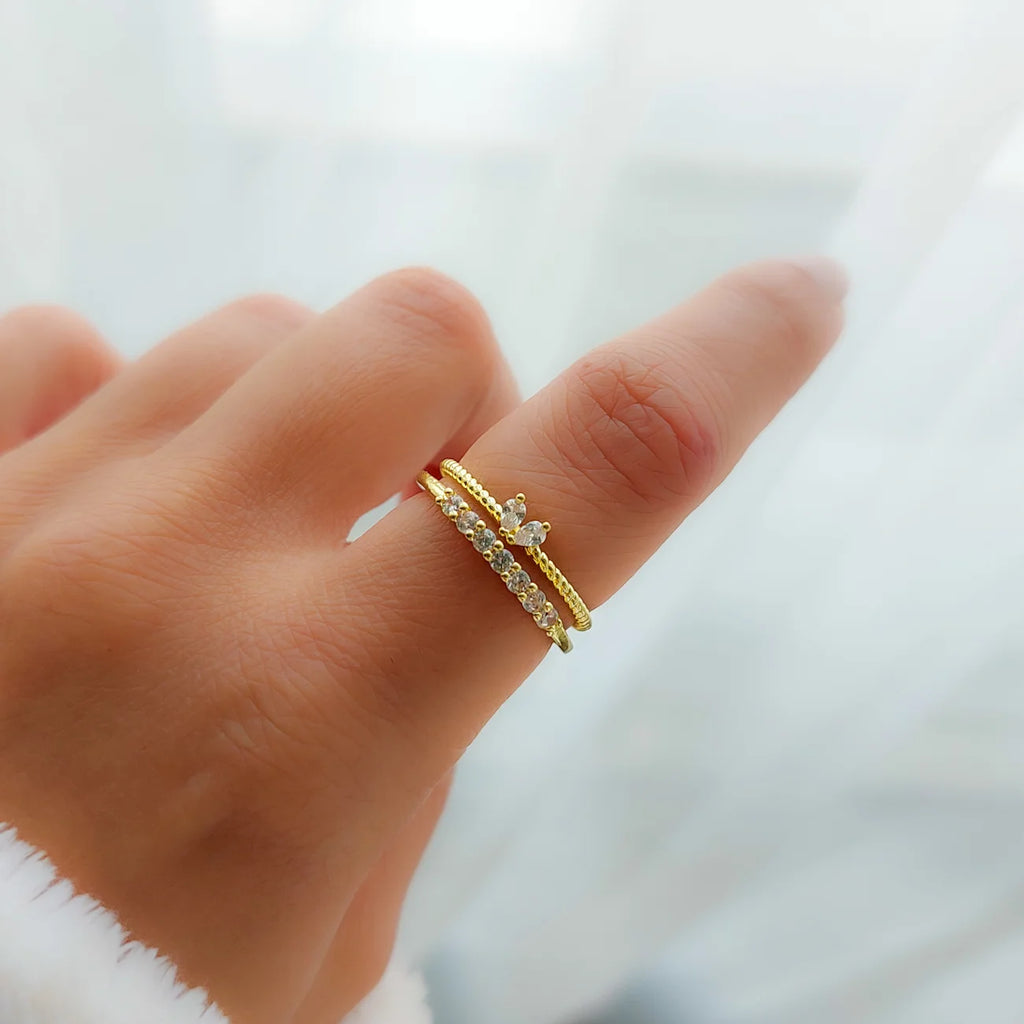 2pcs Zirconia cute Ring