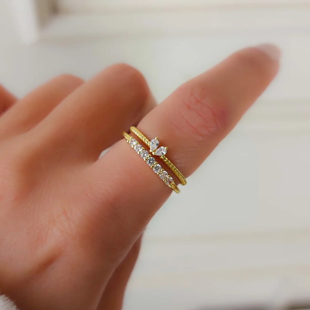 2pcs Zirconia cute Ring