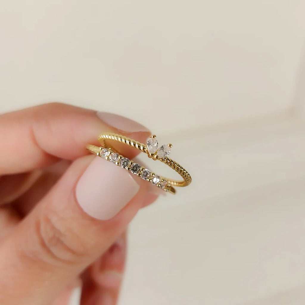 2pcs Zirconia cute Ring
