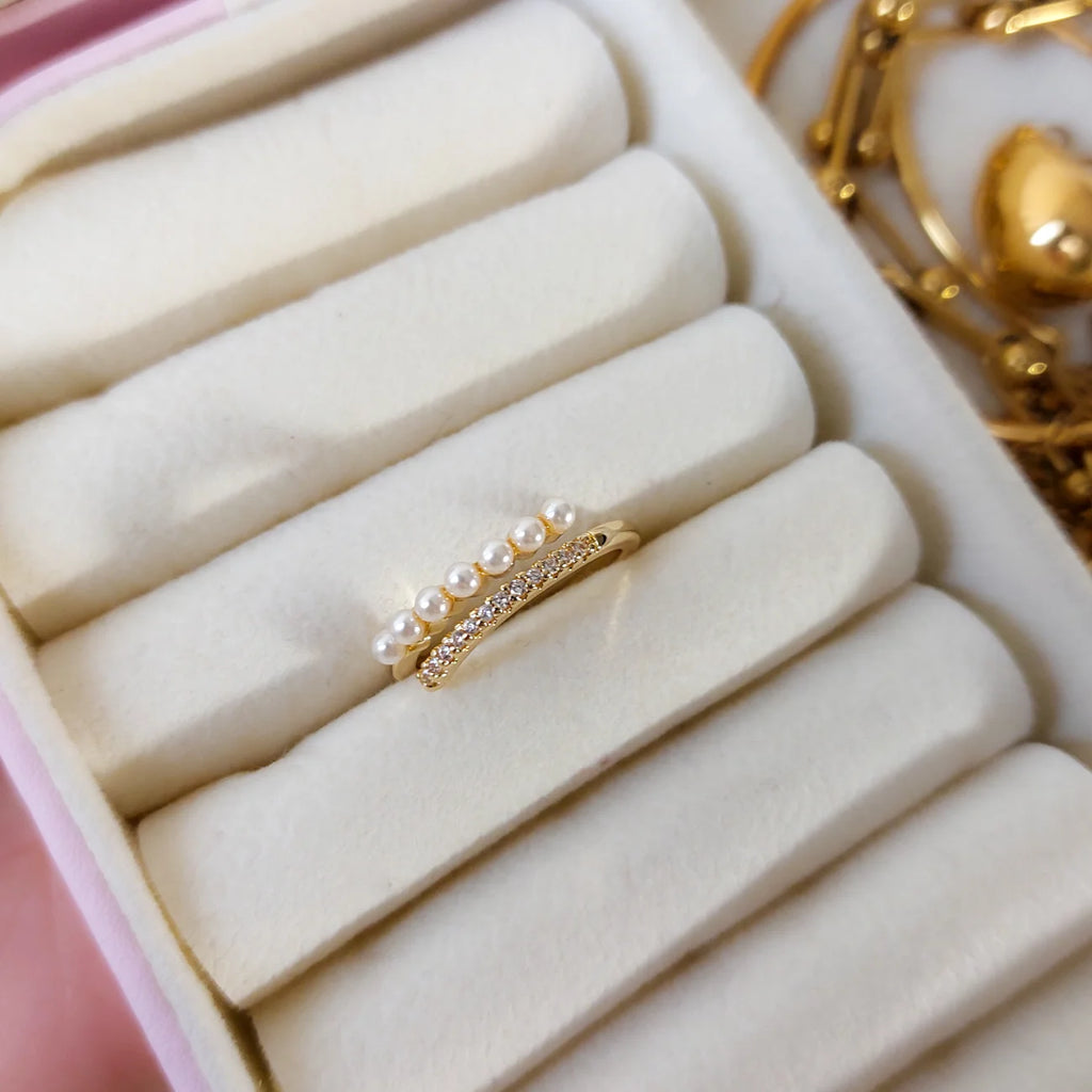 Pearl x Rhinestone Ring