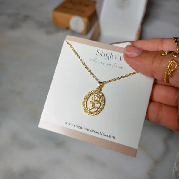 Shiny Flower Transparent Back Necklace