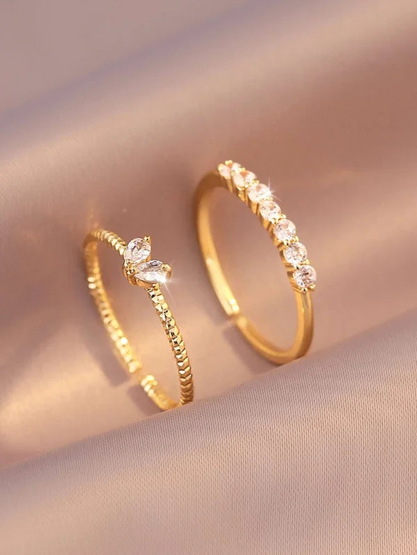 2pcs Zirconia cute Ring