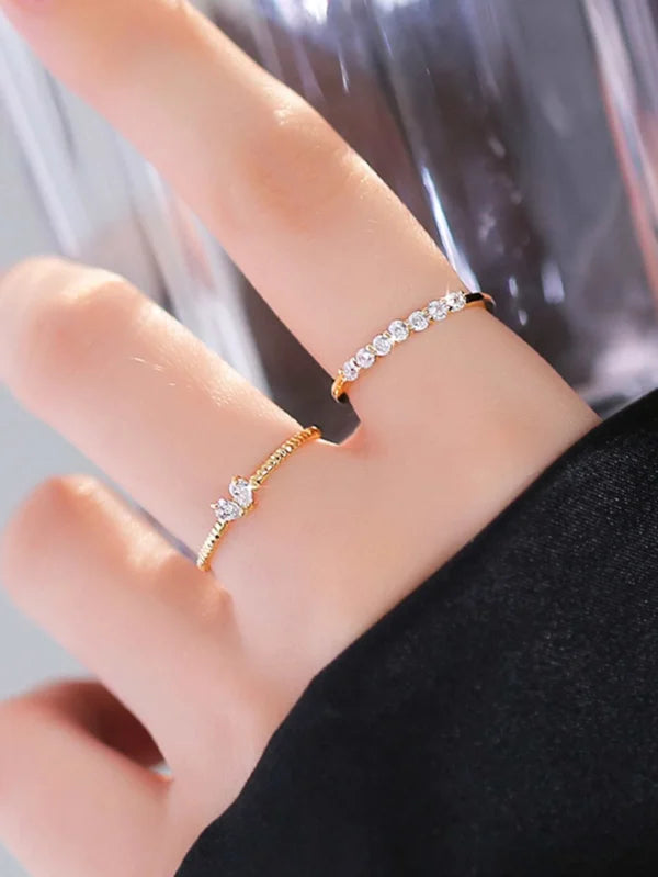 2pcs Zirconia cute Ring