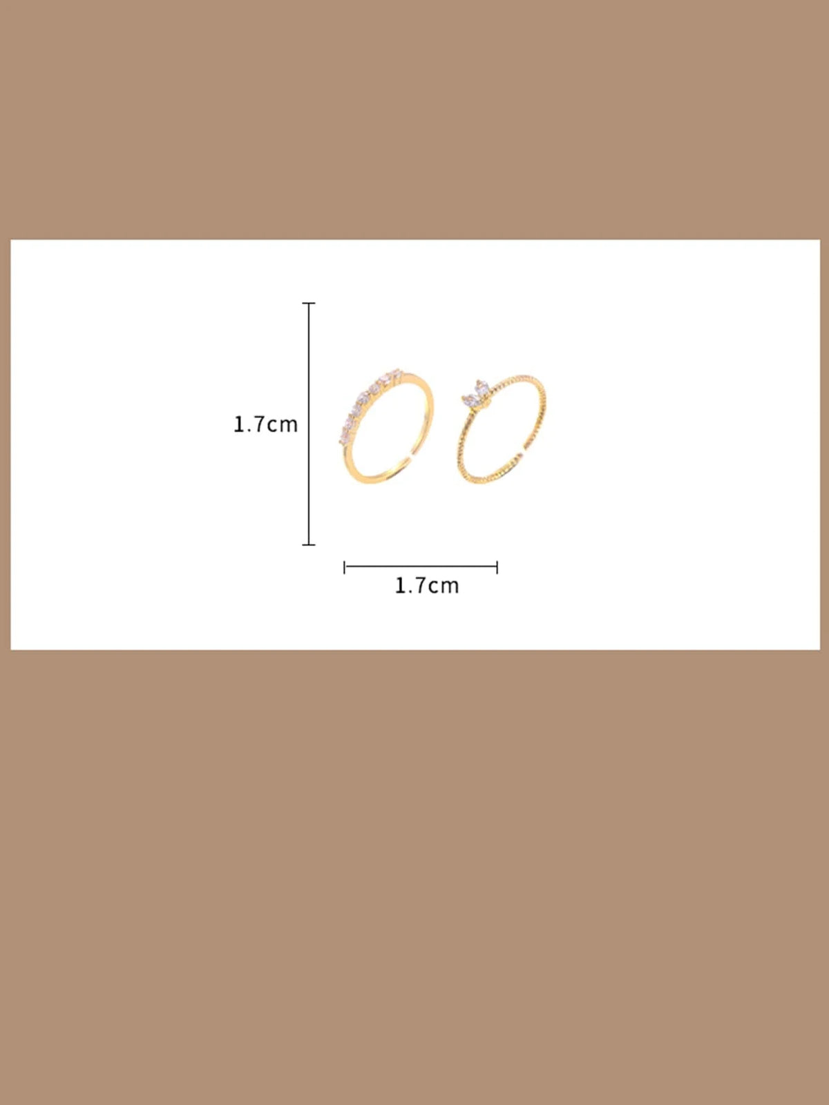 2pcs Zirconia cute Ring