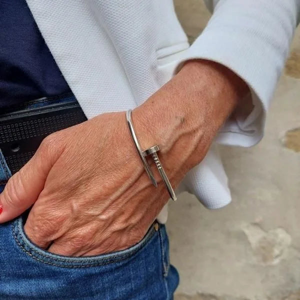 Nail Bangle Unisex Silver