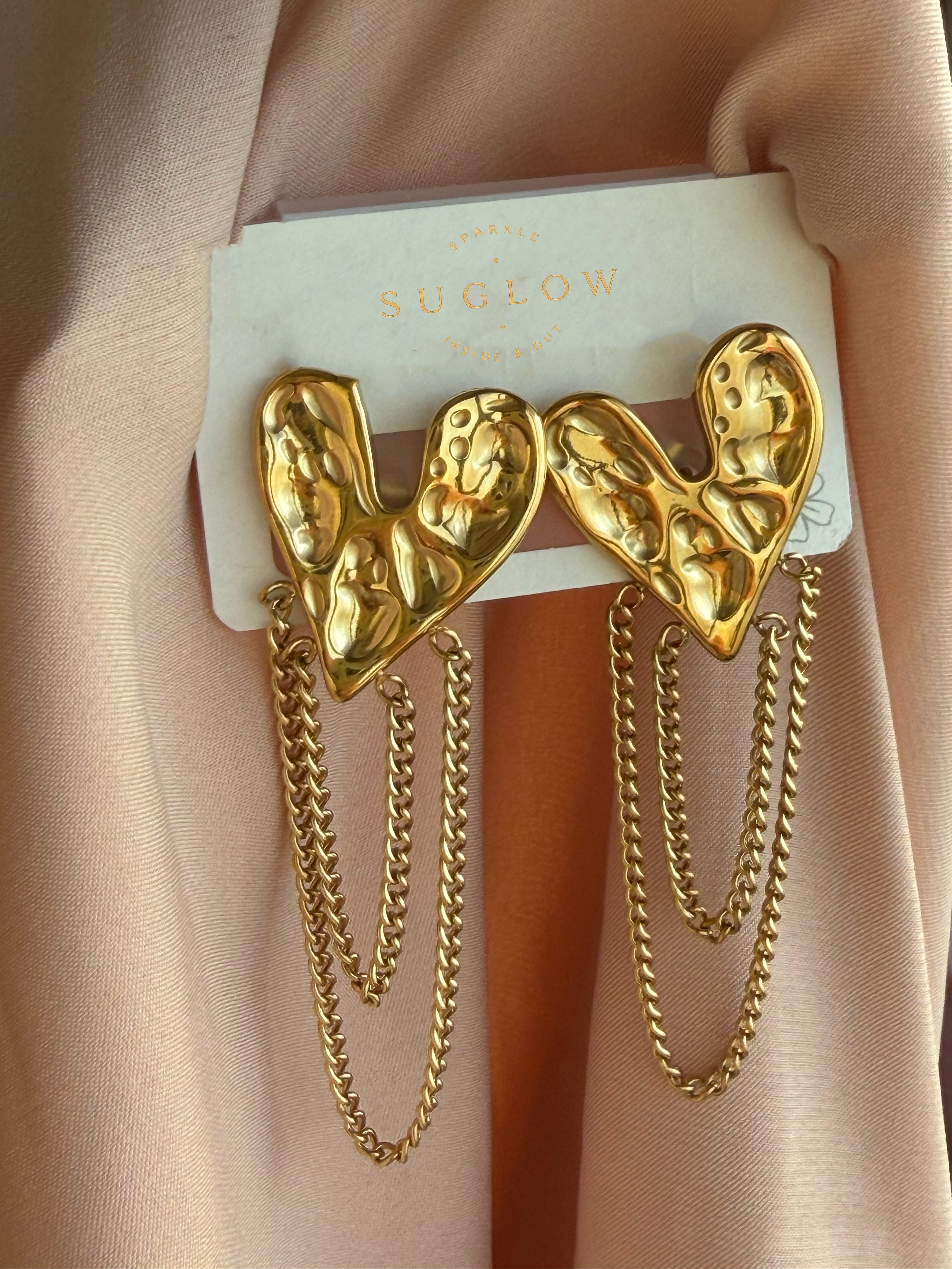 Heart Drop Chains Earring
