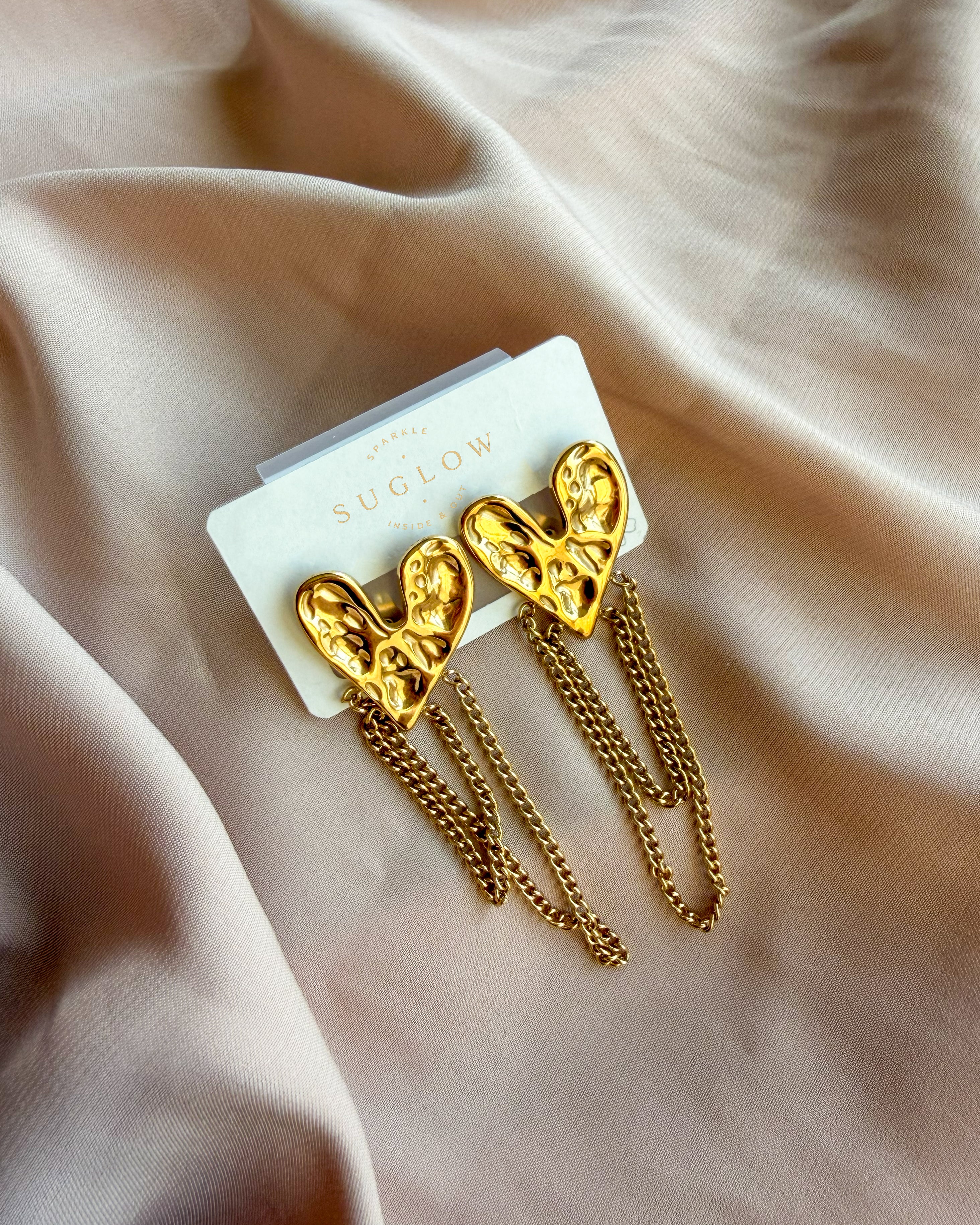 Heart Drop Chains Earring