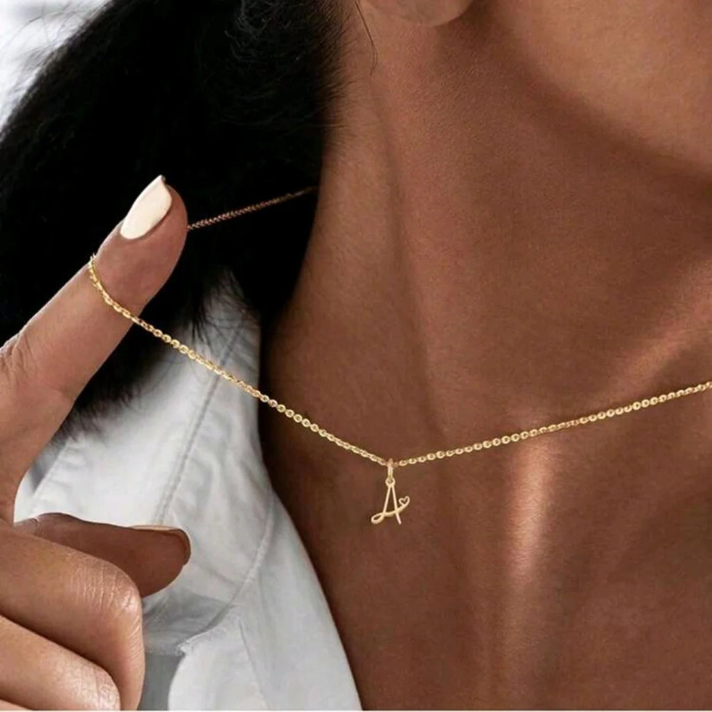 Tiny Small Initial Necklace