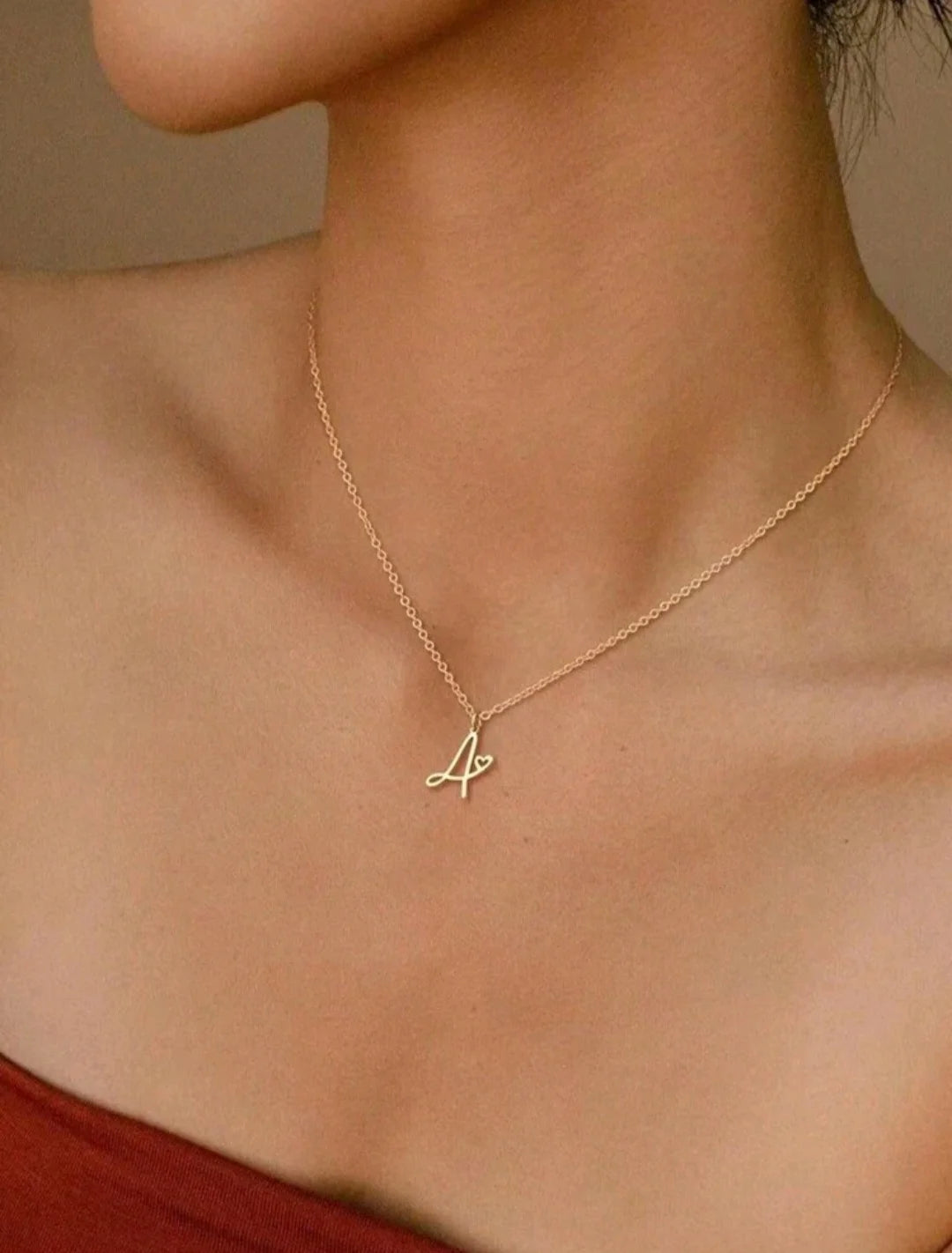 Tiny Small Initial Necklace